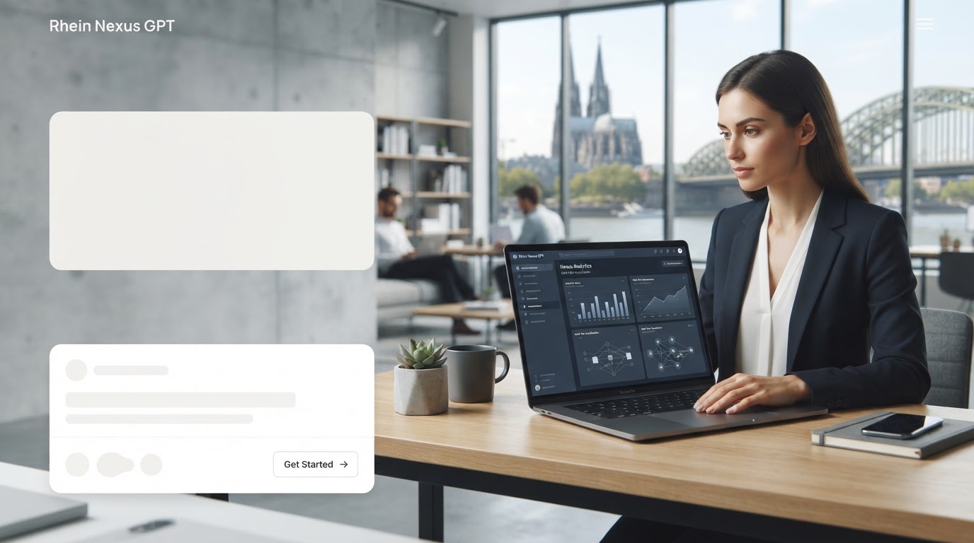 Rhein Nexus GPT data intelligence dashboard displayed on a workstation